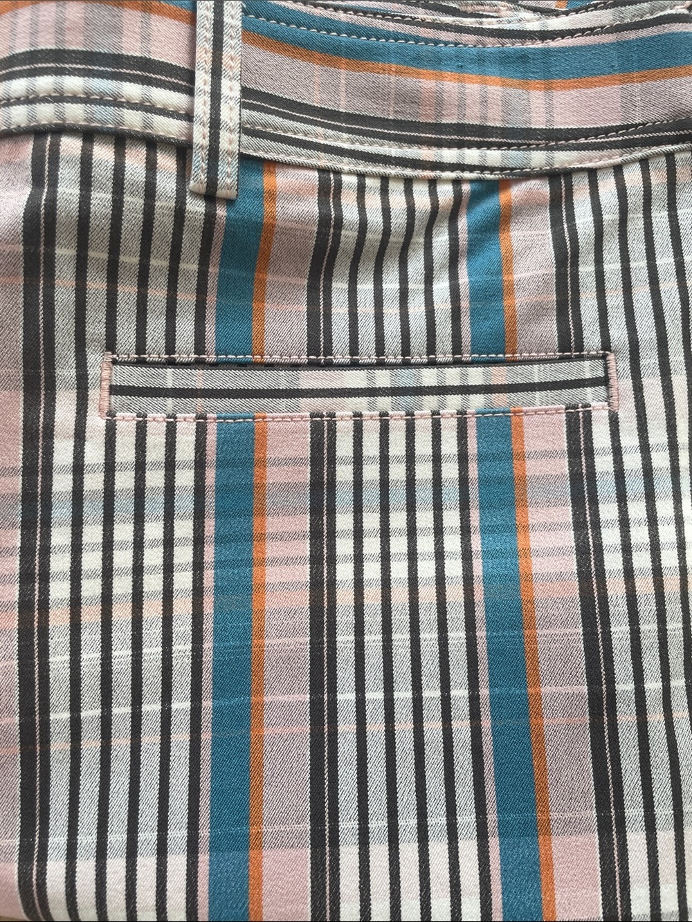 NWT Anthropologie Maeve Striped Straight Leg in Pink Blue Brown Size 14 Tall - Picture 4 of 6